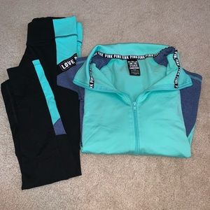 PINK turquoise half zip